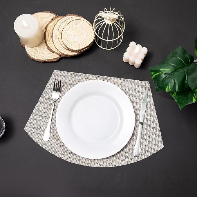 SHACOS Small Round Table Placemats Wedge Shaped Placemats Set of 4 Heat - Image 2