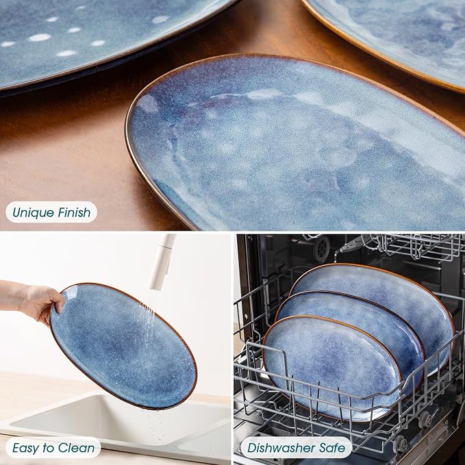 vancasso Ceramic Serving Platters Set of 3, Oval 16/14.7/13.5 Inch Stoneware - Image 5