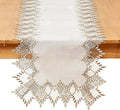 White Linen Table Runner 36” Lace Coffee Table Runners | French Dresser Runners by Raedan