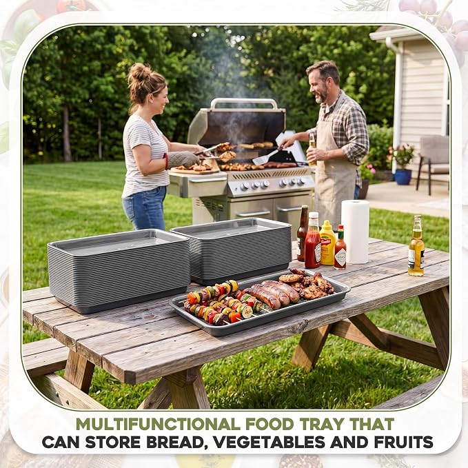 20 Pcs Serving Platters 14 x 6 Inch Rectangle Serving Trays Reusable Food Tray - Image 5