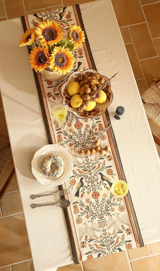 bilin gaier Designer French Linen Table Runner, Floral Pattern, Dining Table - Image 7