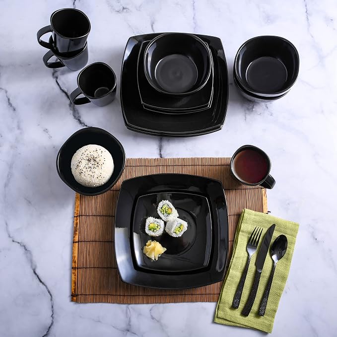 Gibson Elite Soho Lounge Square Reactive Glaze Stoneware Dinnerware Set - Image 5