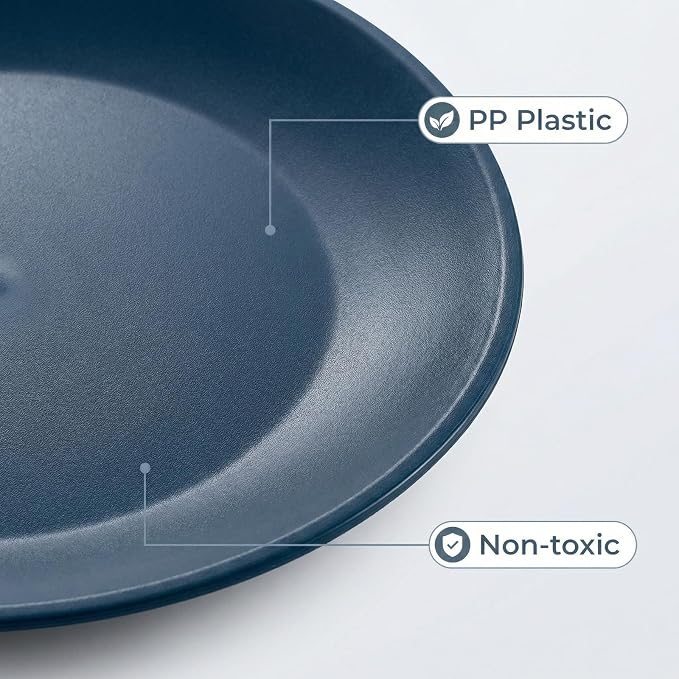 AOYITE 10 inch Plastic Plates Reusable Set 12, BPA Free Kids Plate Ocean | Food - Image 5