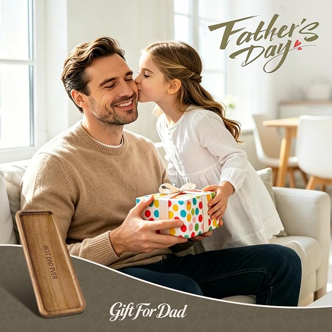 Best Dad Ever Wooden Tray, Rectangular Wood Serving Tray Decorative Tray - Image 6