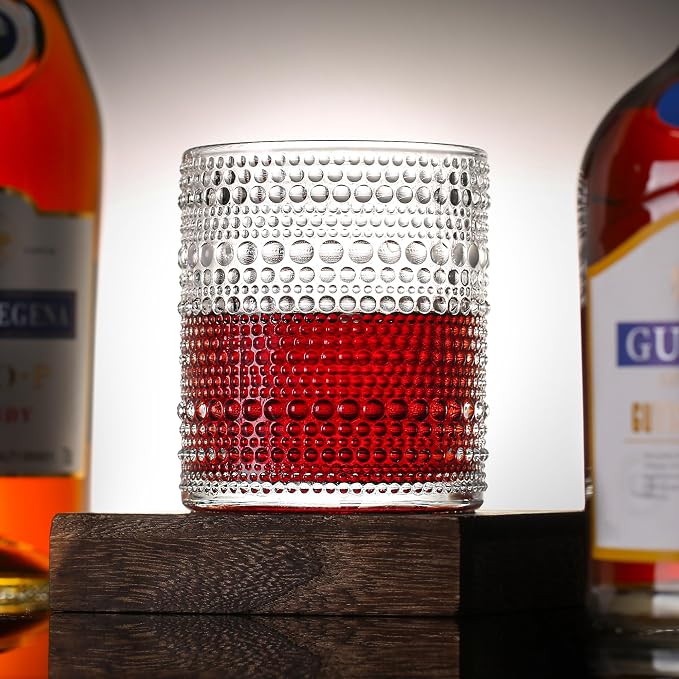 cosnou Glassware Set of 6, 13 OZ/390ml Hobnail Kitchen Glassware, Embossed - Image 5