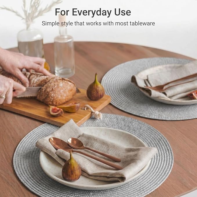 FunWheat Round Braided Placemats Set of 6 Table Mats - Image 6