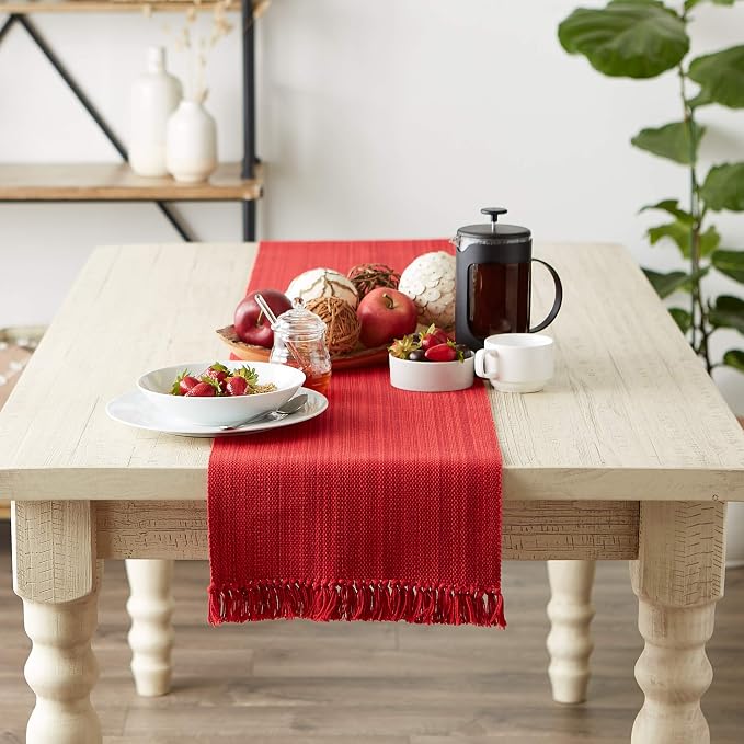 DII Variegated Tabletop Collection, Table Runner3x72, Tango Red - Image 5