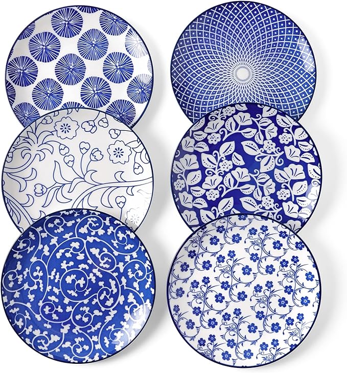 Selamica Ceramic Dessert Plates Set of 6, 6 Inch Appetizer Plates by Selamica