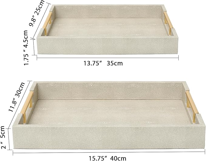 SwallowLiving Set of 2 Shagreen Serving Tray - Image 3