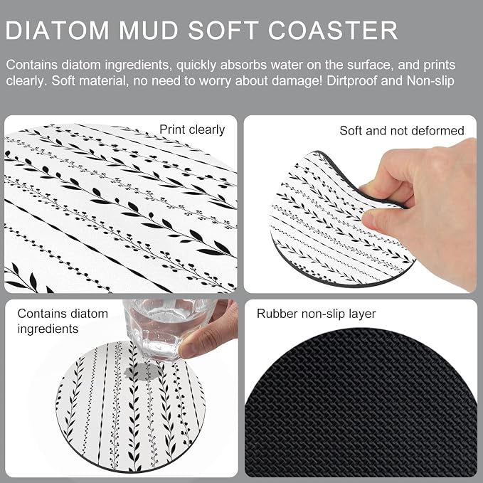 Modern Minimalist Art Coasters Set of 2, Absorbent Coasters - Image 9