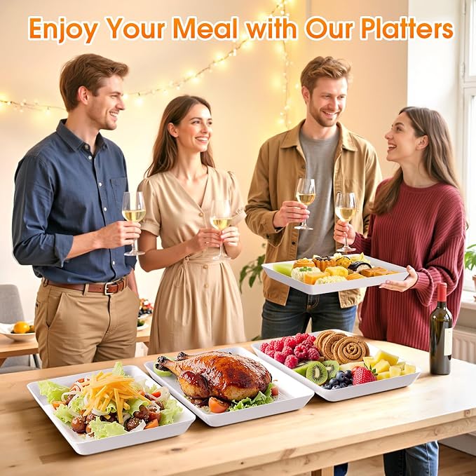 Serving Trays, Serving Platter, Plastic Trays, Rectangular, - Image 7