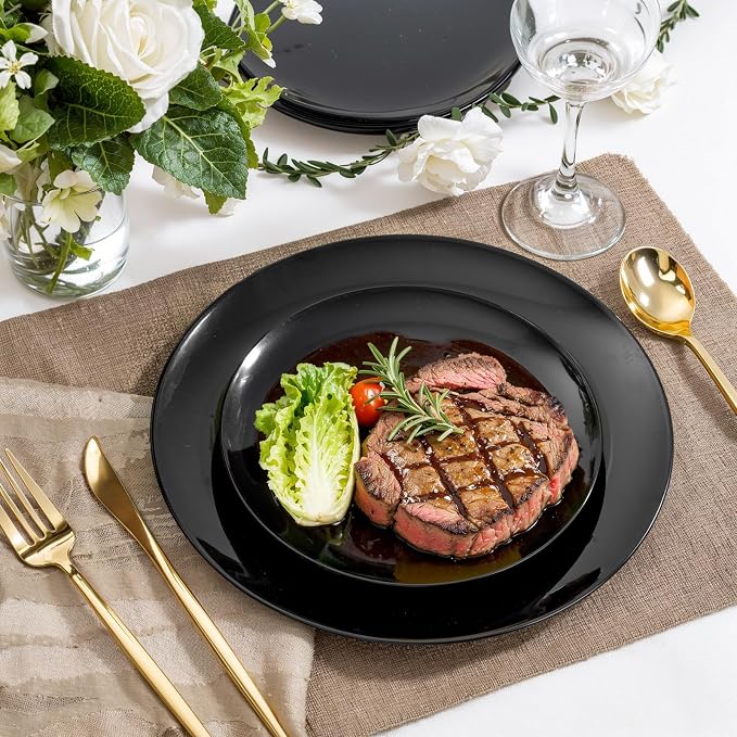 PULOTE 60 PCS Black Plastic Plates - Image 4