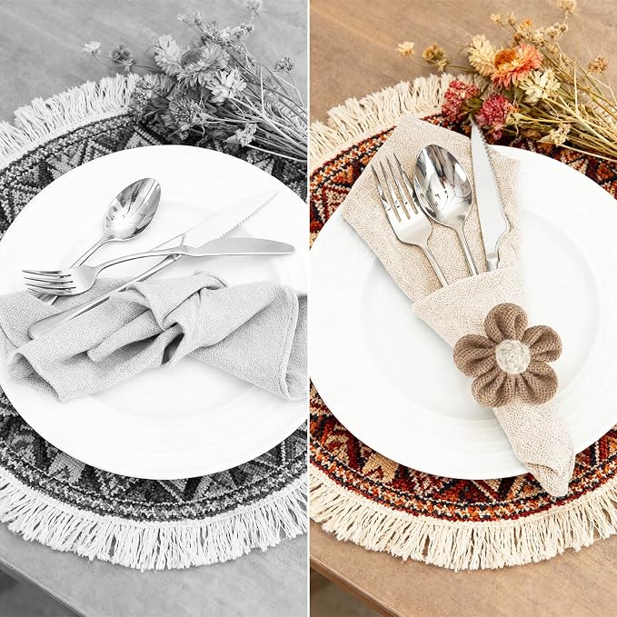 Napkin Rings Set of 12 Handmade Rustic Napkin Rings Reusable Boho Napkin Ring - Image 6