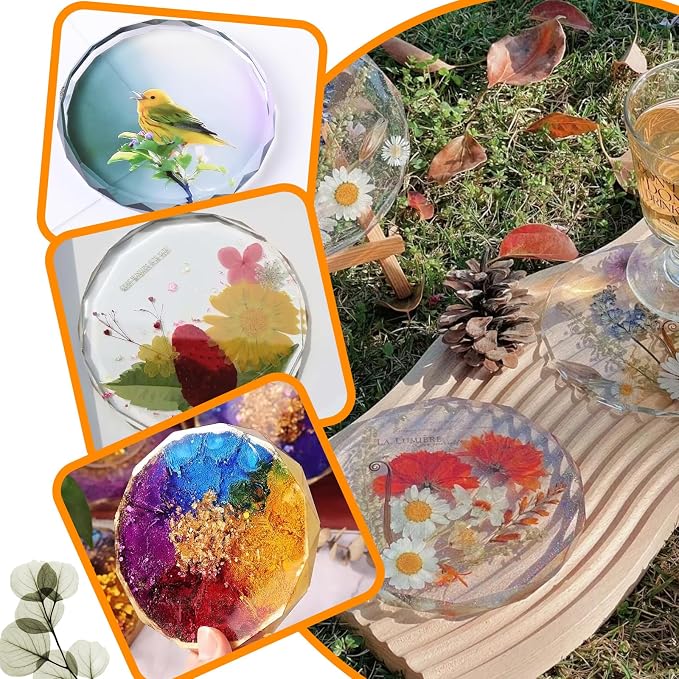 Resin Coaster Molds, Crystal Style Cups Mats, Flower Preservation DIY Gift Home - Image 6