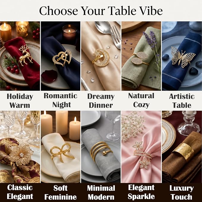 Gold Napkin Rings Set of 12 – Elegant Bow Design – Decorative Napkin Ring - Image 8
