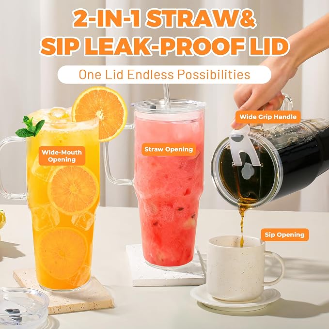 Birity 2Pack 40OZ Glass Tumbler - Image 3