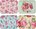 4 Pieces Serving Trays Melamine Platters Reusable Rectangle Party Trays by Tiangrid