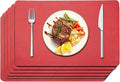 Maxpearl Faux Leather Placemats Set of 6, Light Red | Waterproof by Maxpearl