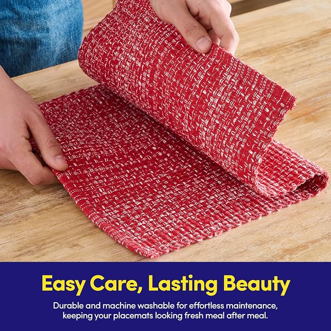 Placemats Set of 4-100% Cotton Two-Tone Rectangle Placemat - Image 7