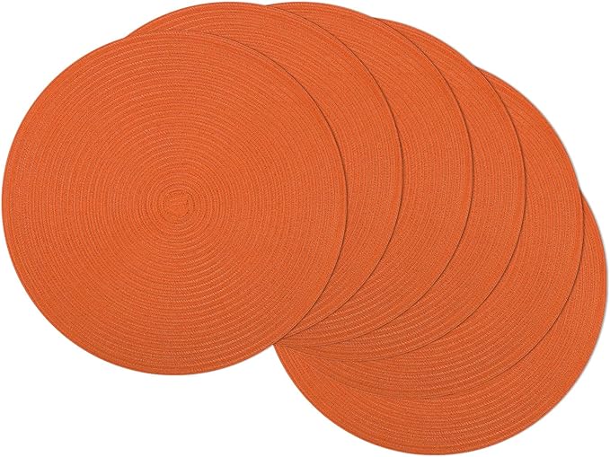 SHACOS Round Placemats Set of 6 Polyester 15 inch Round Braided Place Mats by SHACOS