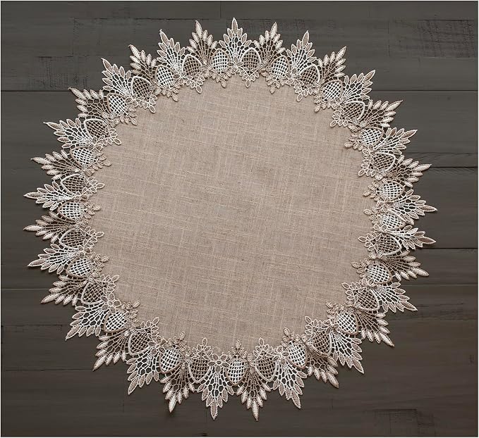 LINENS ART AND THINGS Lace Doily Neutral Earth Tones Table Topper Placemat by LinensArtandThings
