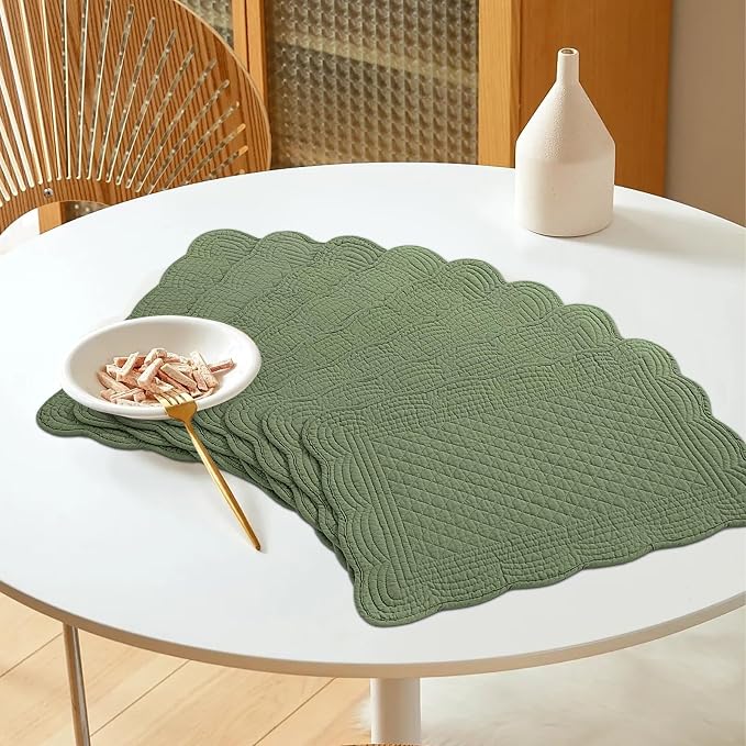 HOMBYS Quilted Placemats Set of 6 Washable-13x18 inches Rectangular Placemats - Image 8