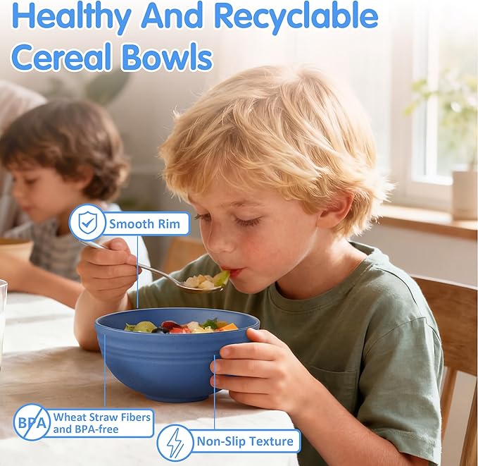 Quatish 14 PCS Unbreakable Cereal Bowls, Dishwasher & Microwave Safe Wheat - Image 5