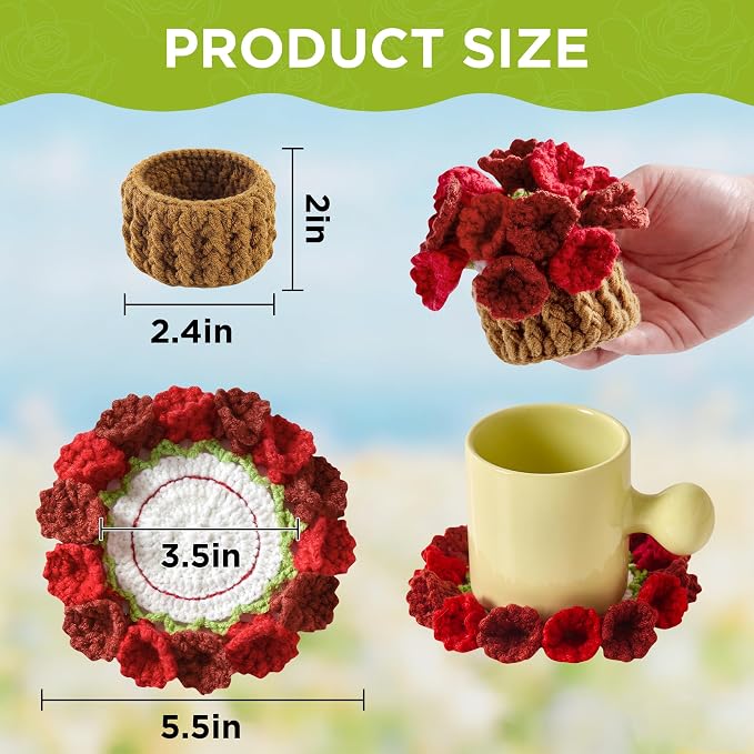 Crochet Flower Coasters, Handmade Bouquet Coasters - Image 2