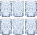 Qinyoung 6 Plastic Vintage Drinking Glasses 8.5oz Stemless Retro Embossed Wine by Qinyoung