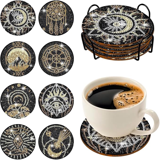 8 pcs Diamond Painting Coasters | Diamond Art Coasters | Tarot Diamond Art by LGANHAPY