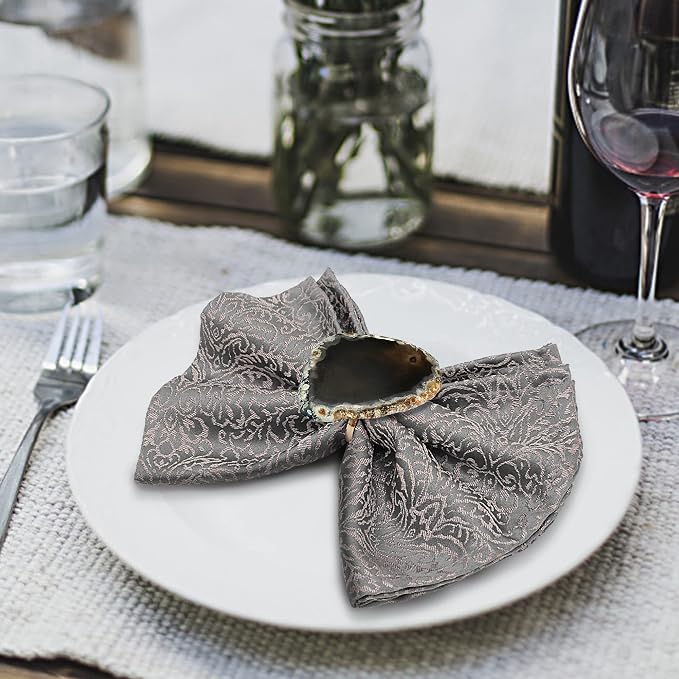 CozyTower Agate Napkin Rings Set of 4, Unique Geode Napkin Rings | Gold Napkin - Image 6