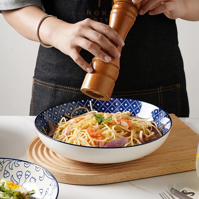 Selamica Porcelain 40oz Large Serving Bowls 9 inch Big Pasta Bowls Set of 4 - Image 5
