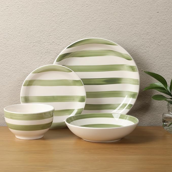 Gibson Home Kenwood Shores 16 Piece Dinnerware Set, Hand-Painted Stoneware - Image 6