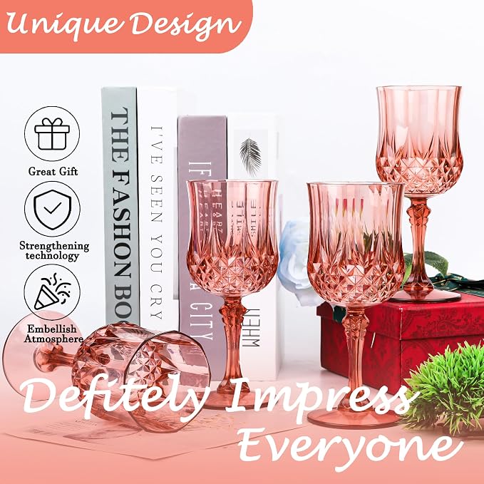 48Pack Plastic Wine Glasses, 7oz Vintage Goblets - Image 5