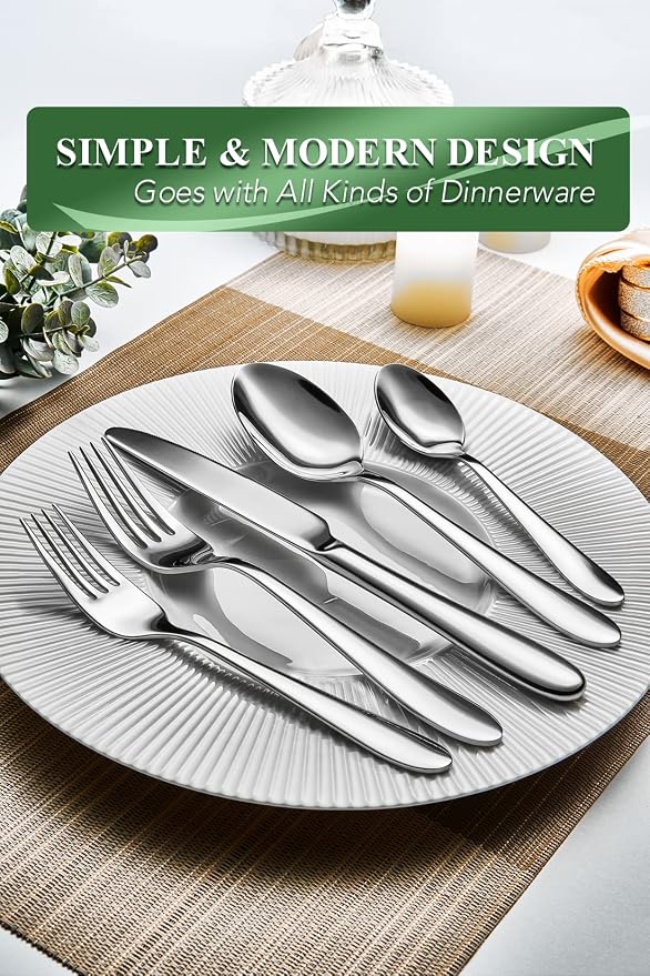 40 Piece Silverware Set for 8, Stainless Steel Flatware Set, Cutlery Sets - Image 4