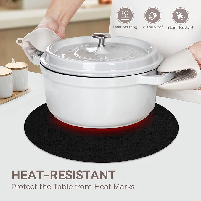 13" Round Placemats Set of 12, Reversible Faux Leather Heat Resistant Table Mats - Image 3