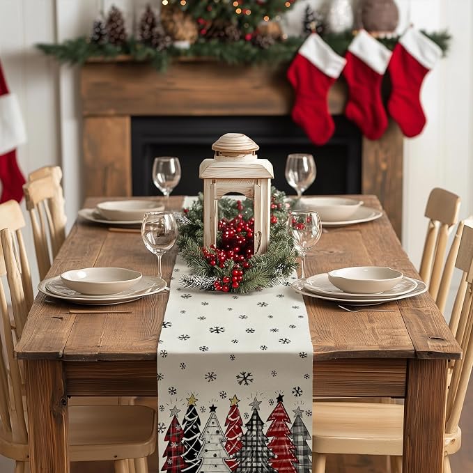 Christmas Table Runner 13x108 Inch, Xmas Tees Snowflakes Holiday Decorative - Image 6
