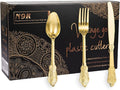 300PCS Gold Plastic Silverware, Vintage Disposable Utensils & Cutlery | 100 by N9RTABLEWARE