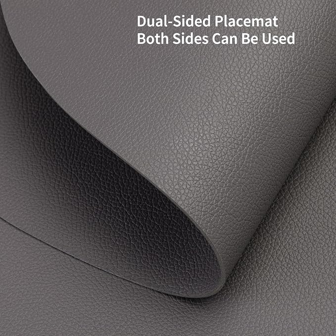 Myir JUN 15 Inches Round Placemats Set of 6 Faux Leather Place Mats | - Image 3