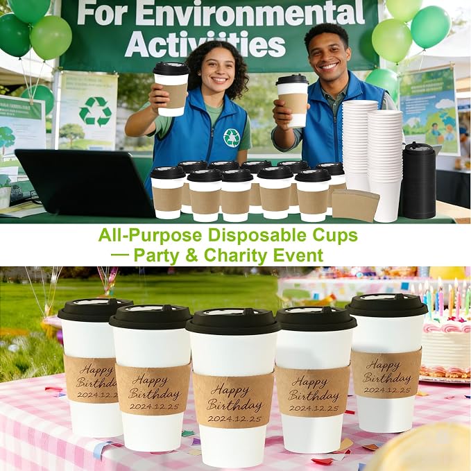 100 Pack 16 oz Disposable Coffee Cups - Image 9