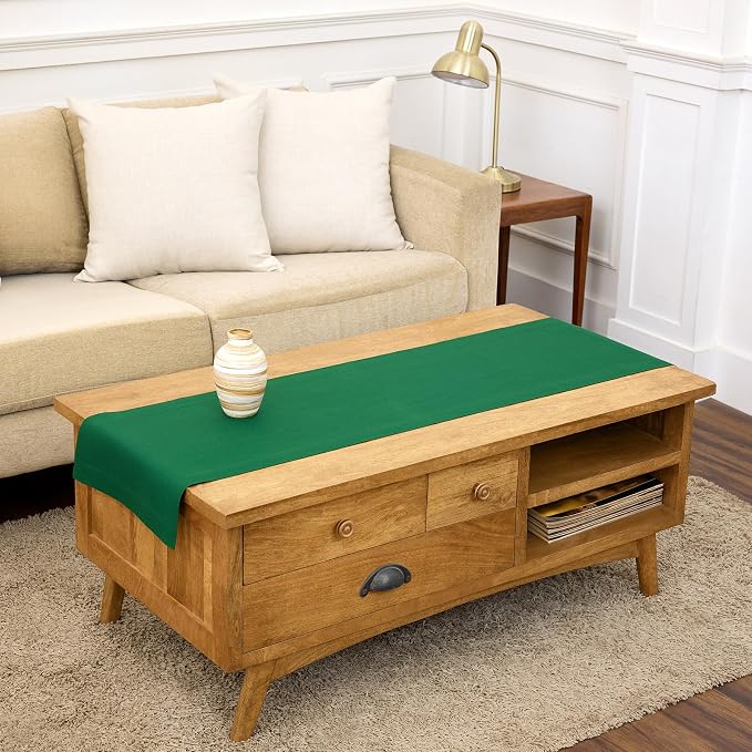 Solino Home 100% Pure Linen Table Runner Christmas Green, Fete 14 x 60 in | by SolinoHome