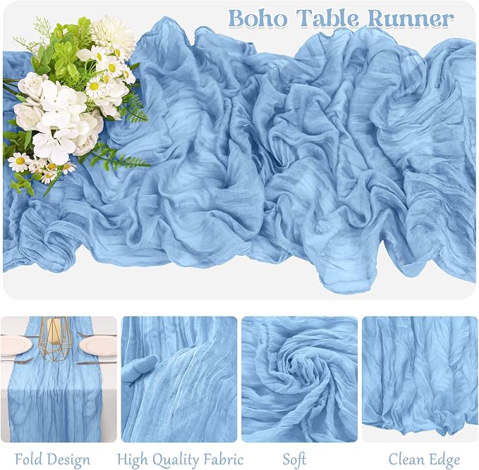 10 Pack Cheesecloth Table Runner 6FT Boho Gauze Rustic Fabric Table Runner - Image 3