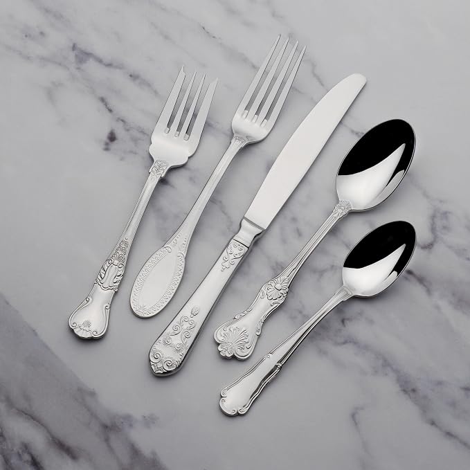 Wallace Hotel 77-Piece Flatware Set, 18/10 Stainless Steel Silverware Set - Image 6