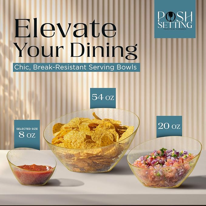 5 Pack Gold Angled Plastic Serving Bowl Disposable - Image 3