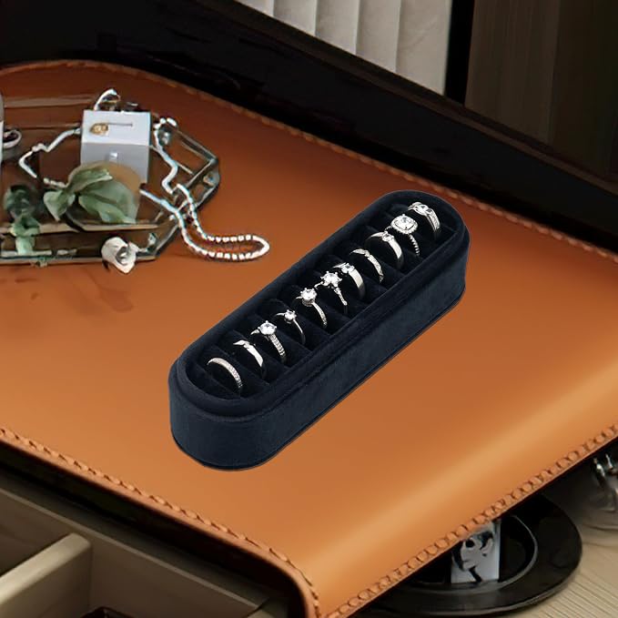 Velvet Small Multiple Ring Box Portable Organizer Display Storage | Travel Case - Image 3