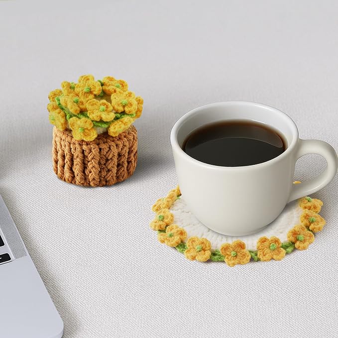 Crochet Flower Coasters, Handmade Bouquet Coasters - Image 6