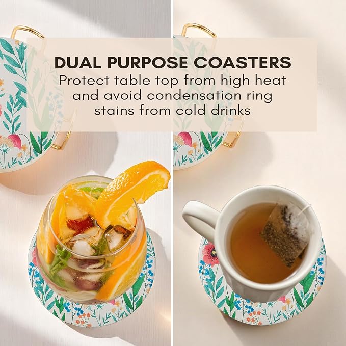 Ceramic Marble Coasters Set of 6, Absorbent Drink Coasters - Image 4