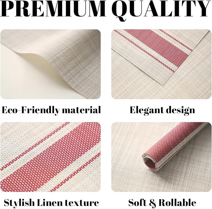 Placemats Set of 8 Vinyl/Plastic Woven Place Mats - Image 2