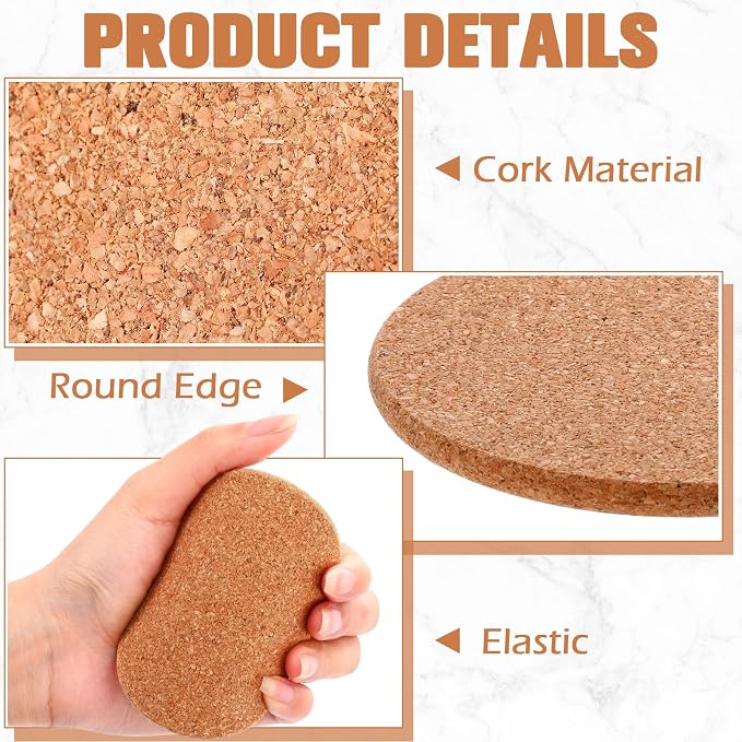 Lallisa 50 Pcs Cork Coasters for Drinks, Thick Absorbent Cork Coasters Bulk - Image 3