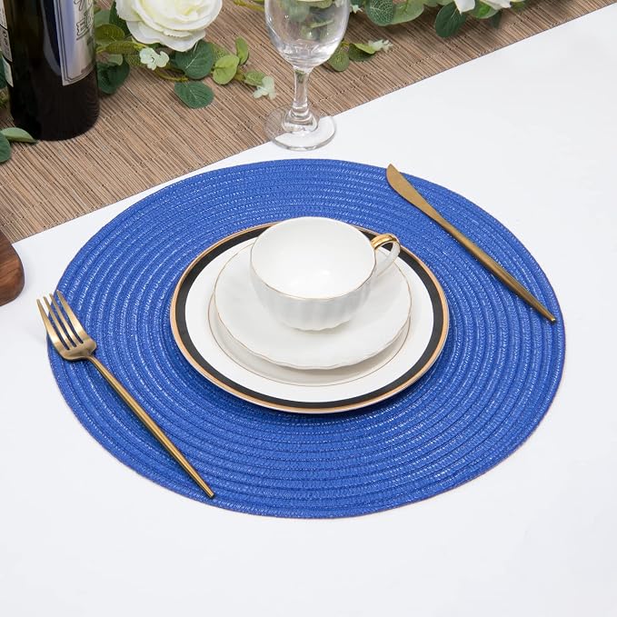 SHACOS Round Placemats Set of 6 Washable 15 inch Round Table Mats Cotton - Image 8
